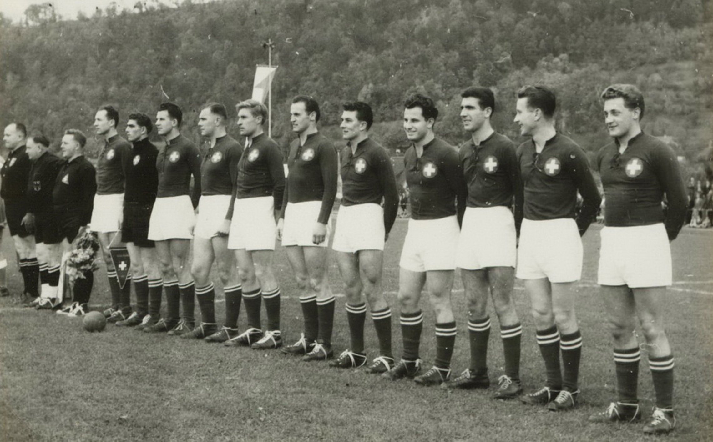 24.10.1954 Schweiz - Saarland 14:14 (7:9), Liestal Stadion Gitterli, 2000 Zuschauer, SR Schweizer (Deutschland)