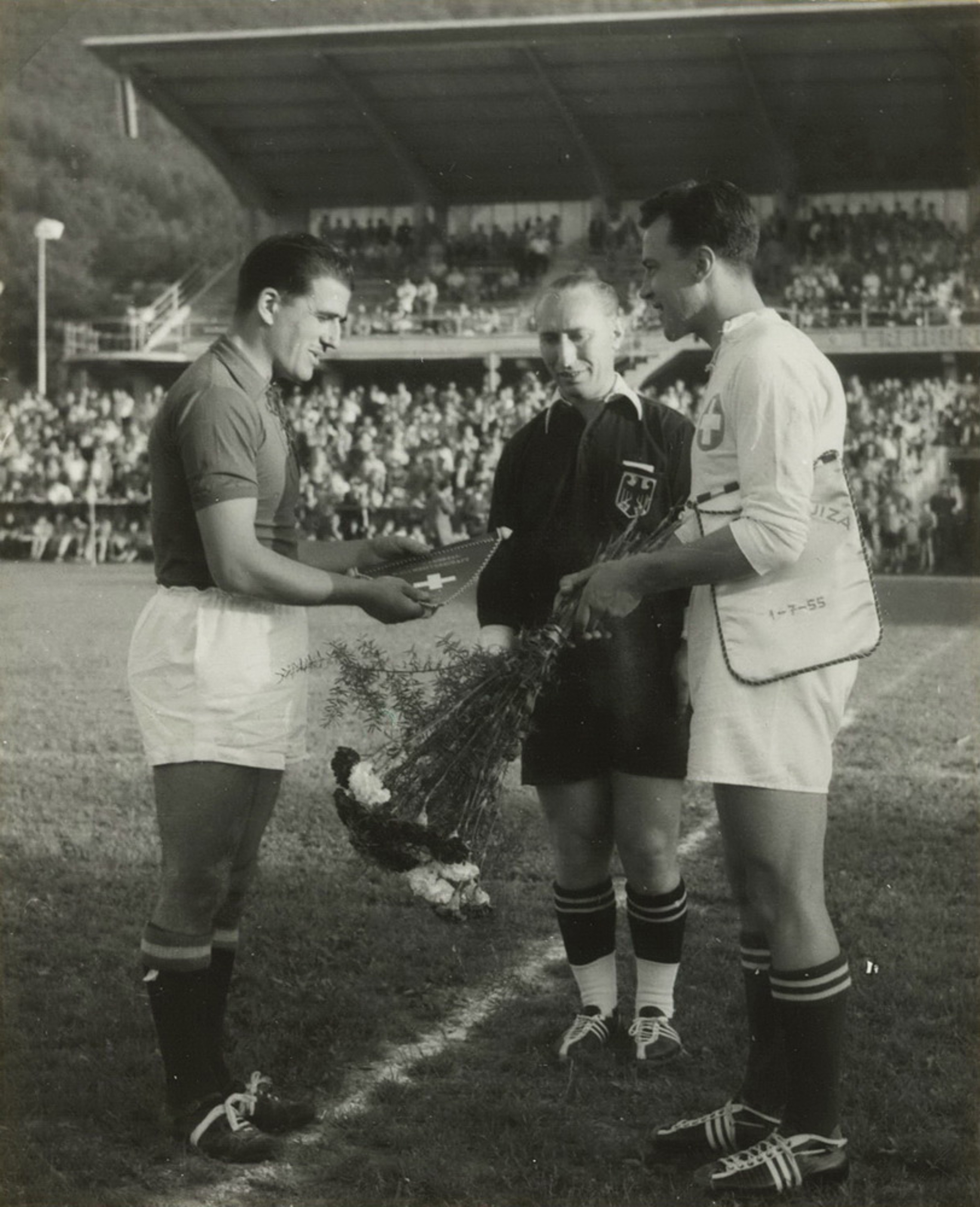 1.7.1955 Schweiz Spanien 18:7 (9:3), Möslestadion, Freiburg, 4000 Zuschauer, SR Gerstenberger (GER), Feld WM in Dortmund, 2. Vorrundenspiel