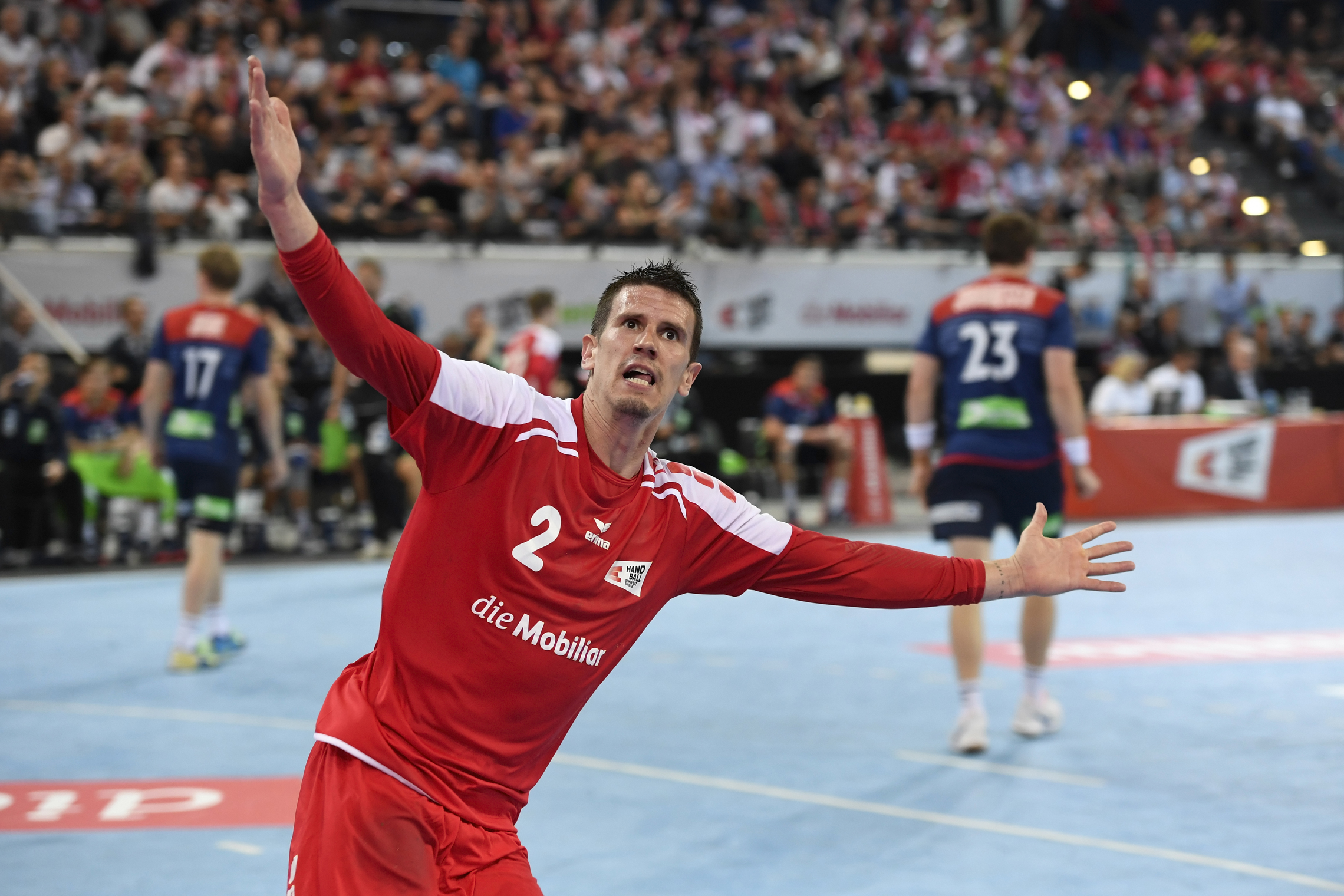 Andy Schmid im WM-Playoff-Spiel gegen Norwegen vom 12.06.2018 in Zug. (Bild: Alexander Wagner)