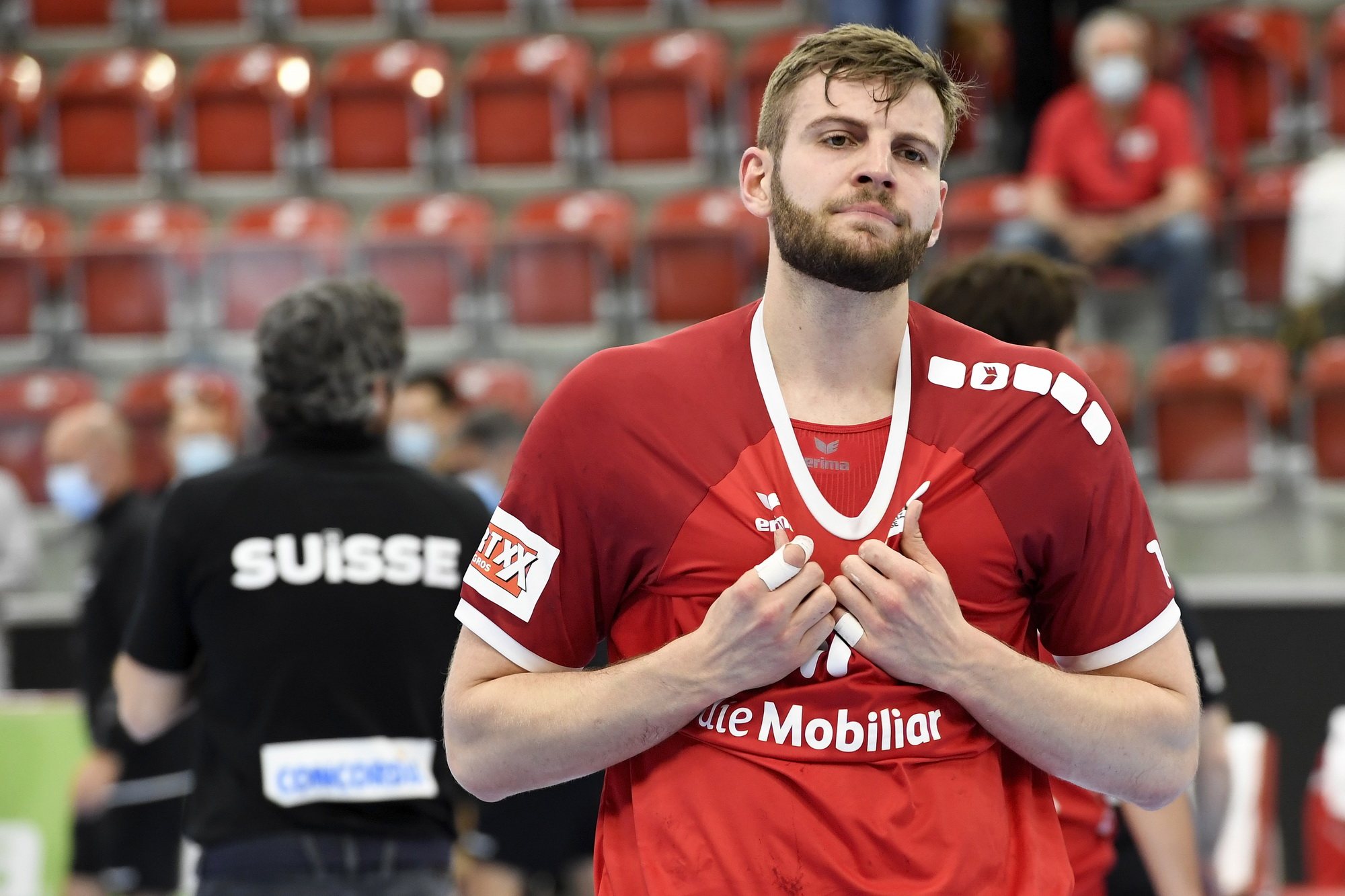 Samuel Röthlisberger nach dem Spiel gegen Dänemark. (Alexander Wagner)