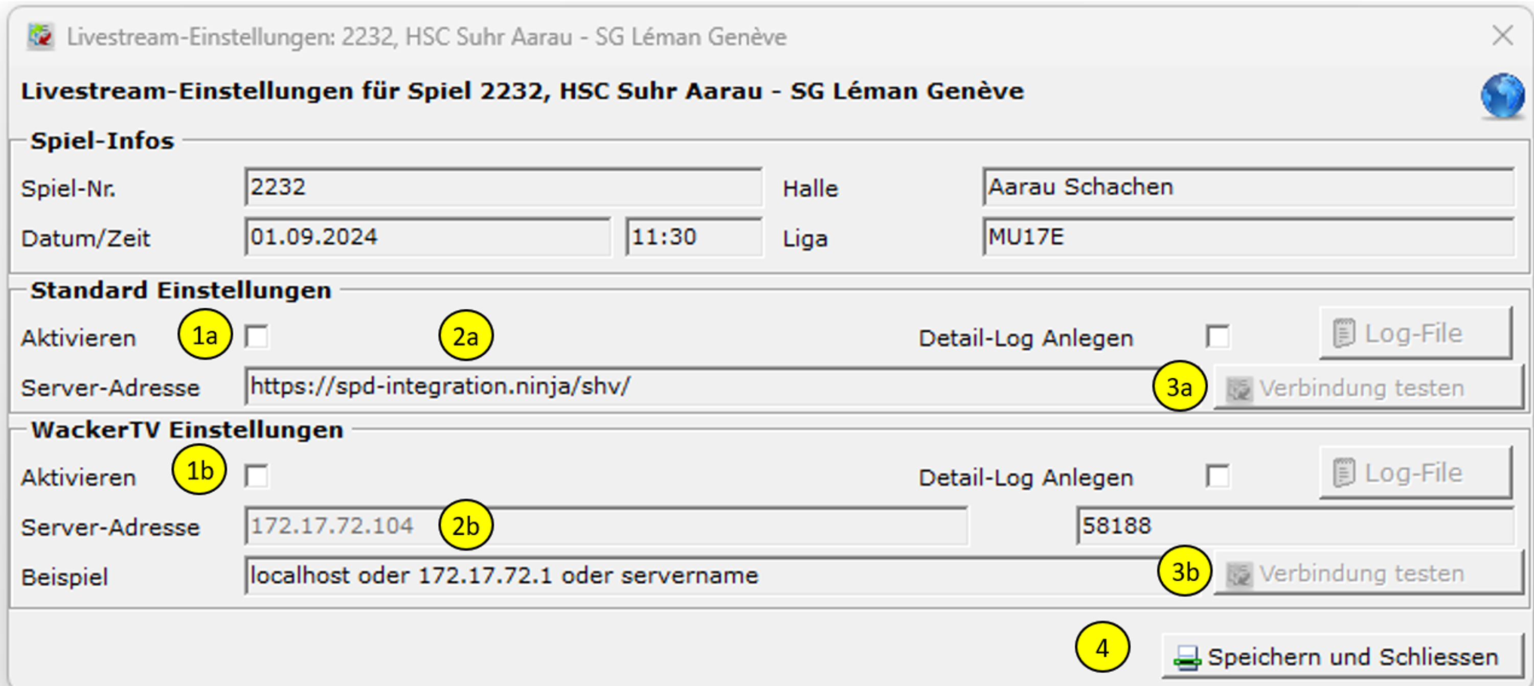 LT Einstellungen Livestream DE