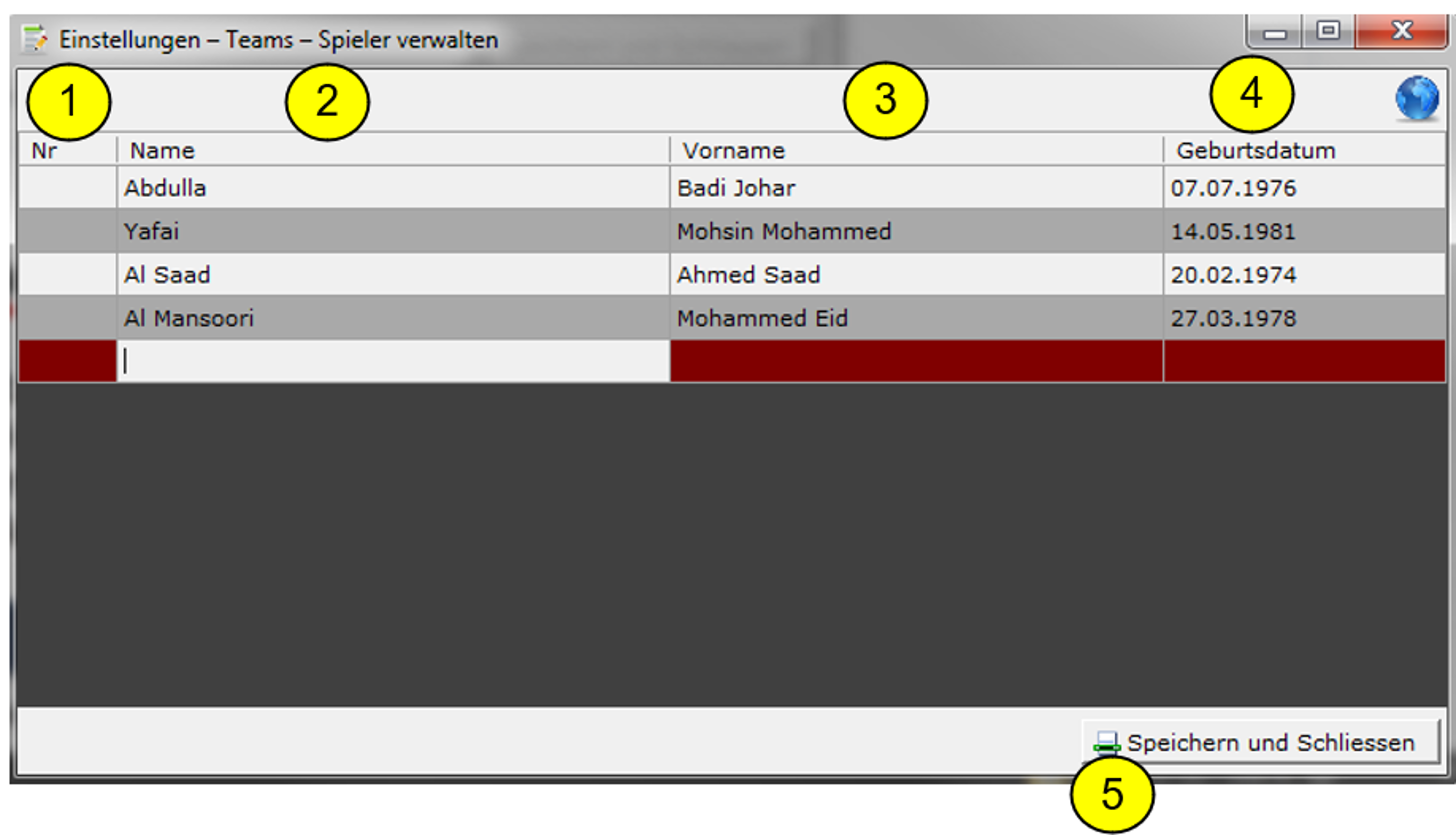 Ländersspiele Spieler Manuell DE