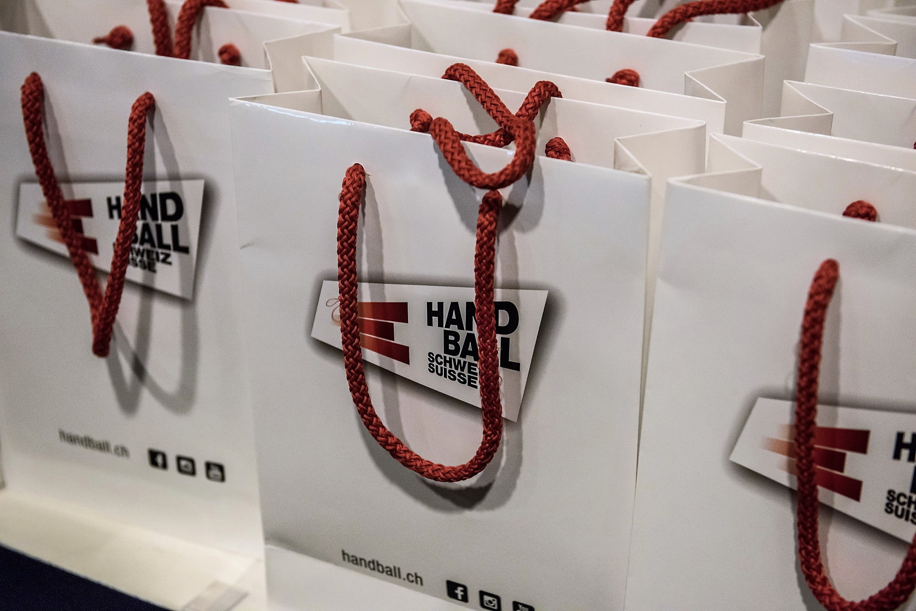 Tragetasche mit Handball Schweiz-Logo. (Adrian Ehrbar)