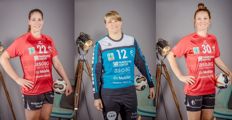 Noëlle Frey, Sibylle Peronino und Lucia Weibelova (v.l.) bleiben bei Rotweiss Thun