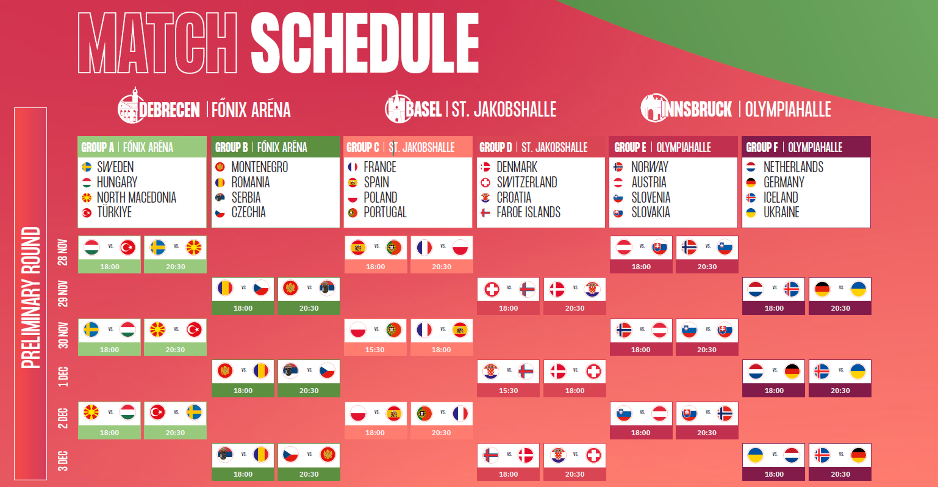 Match Schedule Preliminary Round