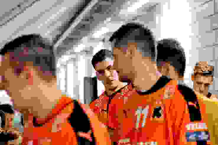 Die Kadetten Schaffhausen im Kabinengang der AXA Arena in Winterthur. (Marco Ellenberger) Die Kadetten Schaffhausen im Kabinengang der AXA Arena in Winterthur. (Marco Ellenberger)